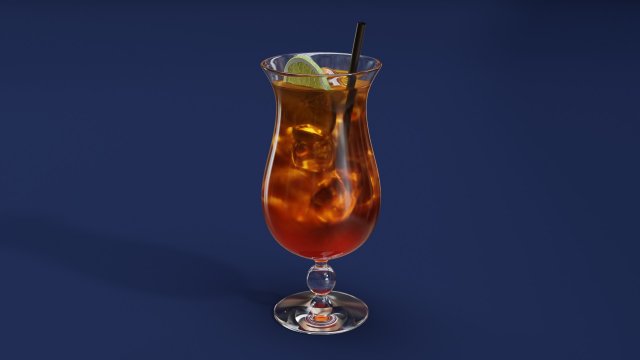 Drink Glass - Tropical Cocktail 3D Модель .c4d .max .obj .3ds .fbx .stl .blend 