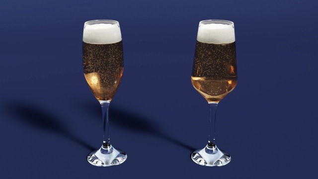 Drink Glass - Champagne 3D Model .c4d .max .obj .3ds .fbx .stl .blend 