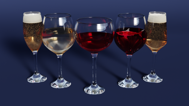 Drink Set - Wines and Champagne 3D Модель .c4d .max .obj .3ds .fbx .stl .blend 