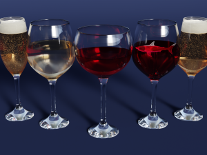 Drink Set - Wines and Champagne 3D Model