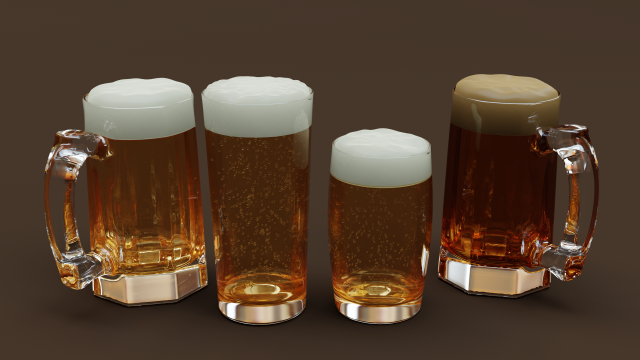 Drink Set - Beers Glass 3D 모델 .c4d .max .obj .3ds .fbx .stl .blend 