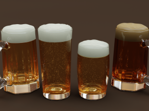 Drink Set - Beers Glass 3D 模型