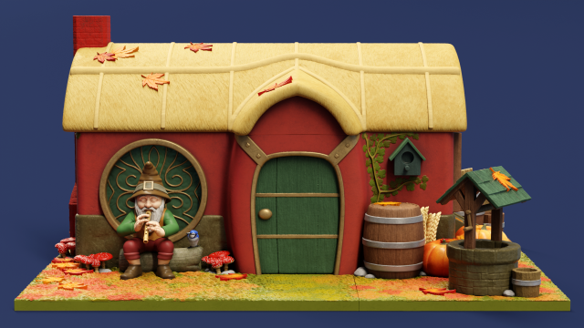 Pied Pieper Gnome House Box - Printable 3Dプリントモデル .c4d .max .obj .3ds .fbx .stl .blend