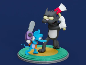 Itchy and Scratchy Printable 3D Print Model