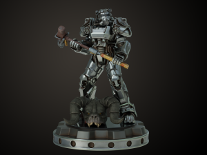 Fallout T60 Battle Pose 3D प्रिंट मॉडल