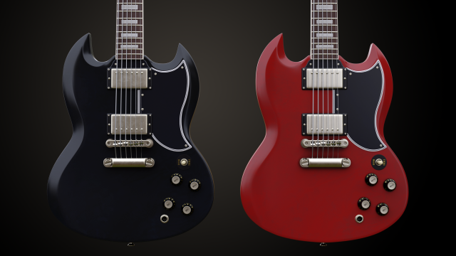 SG Custom Guitar Model 3D .c4d .max .obj .3ds .fbx .stl .blend 