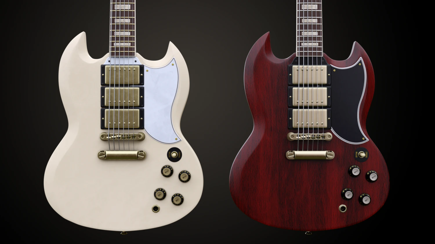 SG Custom Guitar 2 3D Model .c4d .max .obj .3ds .fbx .stl .blend 