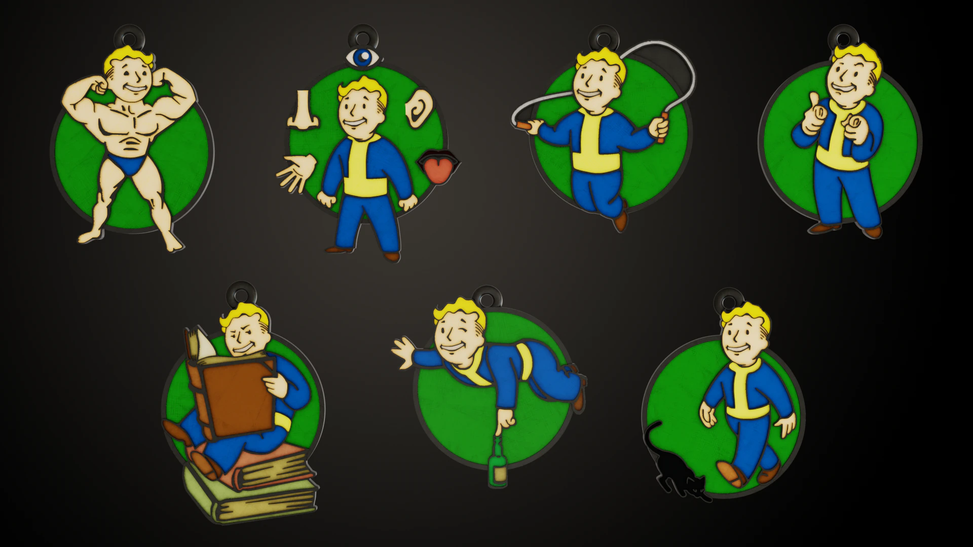Fallout PipBoy SPECIAL Pins 3D Print Model .c4d .max .obj .3ds .fbx .stl .blend 