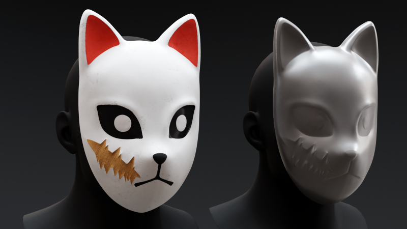 Demon Slayer - Sabito Mask 3D Baskı Modeli .c4d .max .obj .3ds .fbx .stl .blend