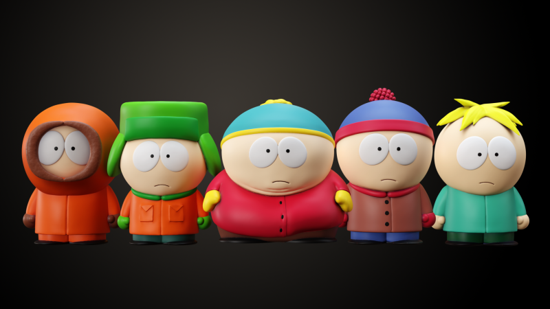 South Park Bus Stop Models 3D Принт Модель .c4d .max .obj .3ds .fbx .stl .blend