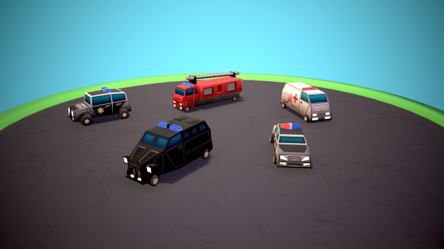 Emergency service vehicles Modèle 3D .c4d .max .obj .3ds .fbx .stl .blend 