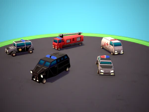 Emergency service vehicles 3D Model