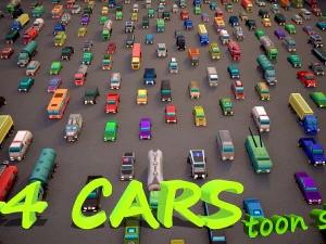 Низькополігональний набір TOON VEHICLES з 44 машинок 3D Модель