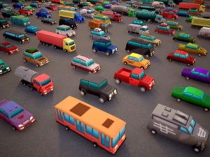 TOON VEHICLES Low-Poly Set of 44 Cars 3D Model
