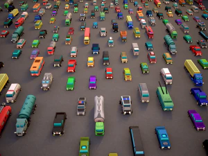 TOON VEHICLES Low-Poly Set of 44 Cars 3D Model