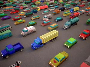 TOON VEHICLES Low-Poly Set of 44 Cars 3D Model