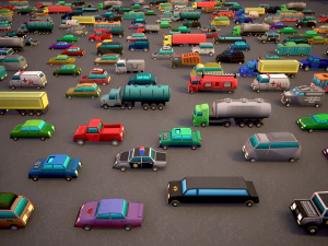 TOON VEHICLES Low-Poly Set of 44 Cars 3D Model