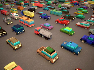TOON VEHICLES Low-Poly Set of 44 Cars 3D Model