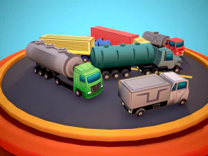 TOON VEHICLES Low-Poly Set of 44 Cars 3D Model