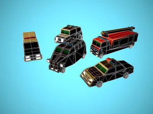 TOON VEHICLES Low-Poly Set of 44 Cars 3D Model