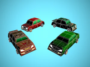 TOON VEHICLES Low-Poly Set of 44 Cars 3D Model