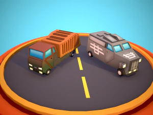 TOON VEHICLES Low-Poly Set of 44 Cars 3D Model