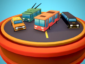 TOON VEHICLES Low-Poly Set of 44 Cars 3D Model