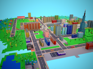 City Modular Set Toon Style Low-poly Modèle 3D