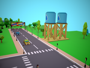 City Modular Set Toon Style Low-poly Modèle 3D