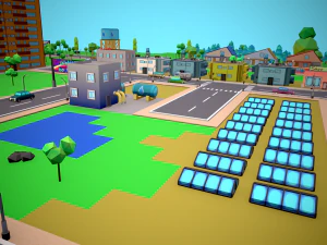 City Modular Set Toon Style Low-poly 3D Model