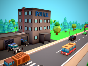 City Modular Set Toon Style Low-poly Modèle 3D