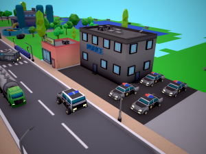 City Modular Set Toon Style Low-poly Modèle 3D