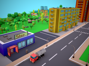City Modular Set Toon Style Low-poly Modèle 3D