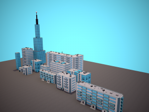 City Modular Set Toon Style Low-poly Modèle 3D