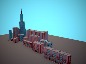 City Modular Set Toon Style Low-poly Modèle 3D