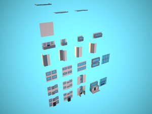 City Modular Set Toon Style Low-poly Modèle 3D