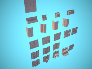 City Modular Set Toon Style Low-poly Modèle 3D