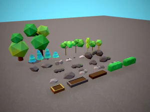 City Modular Set Toon Style Low-poly 3D Model