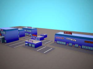 City Modular Set Toon Style Low-poly 3D Model