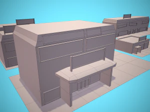 City Modular Set Toon Style Low-poly 3D Model