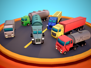 City Modular Set Toon Style Low-poly Modèle 3D
