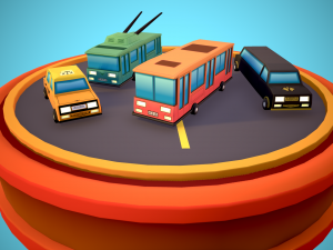 City Modular Set Toon Style Low-poly Modèle 3D