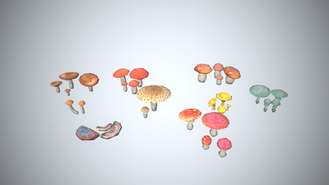 Mushroom Collection Low-poly 3D मॉडल .c4d .max .obj .3ds .fbx .stl .blend 
