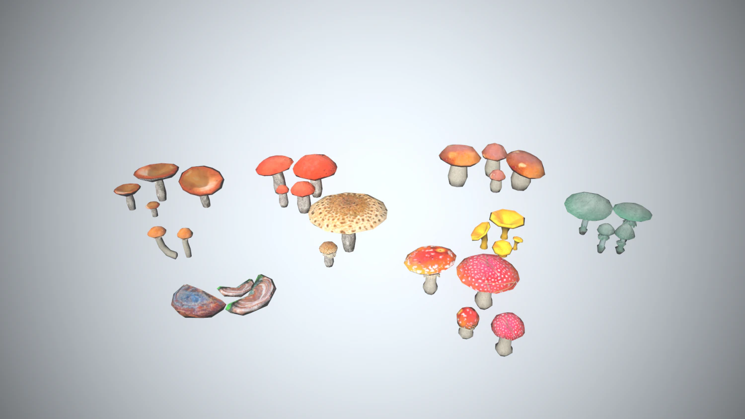 Mushroom Collection Low-poly 3D Model .c4d .max .obj .3ds .fbx .stl .blend 