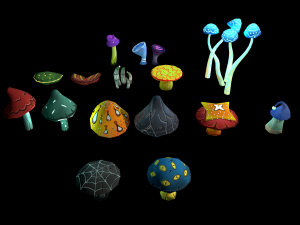 Fantasy Mushrums Low-poly 3D Model