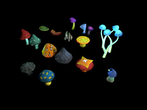 Fantasy Mushrums Low-poly 3D Model