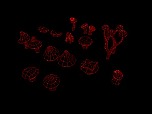 Fantasy Mushrums Low-poly 3D Model