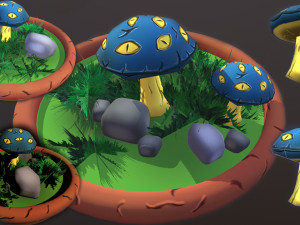 Fantasy Mushrums Low-poly 3Dモデル