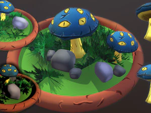 Fantasy Mushrums Low-poly 3D Model