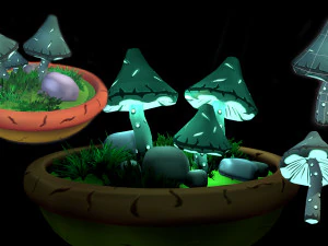 Fantasy Mushrums Low-poly 3D Model